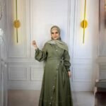 Olive Denim Button-Front Dress